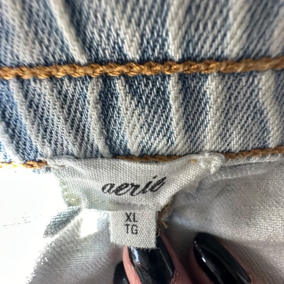 Aerie Light Blue Jean Shorts with Palm Tree Embroidery - Picture 3 of 3